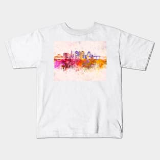 Cuenca EC skyline in watercolor background Kids T-Shirt